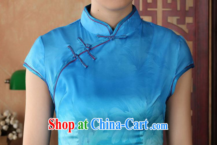 Floor is still building female new summer, Ms. short-sleeved hand-painted antique China wind improved the code cheongsam Chinese female Lake blue 2 XL/40 pictures, price, brand platters! Elections are good character, the national distribution, so why buy now enjoy more preferential! Health