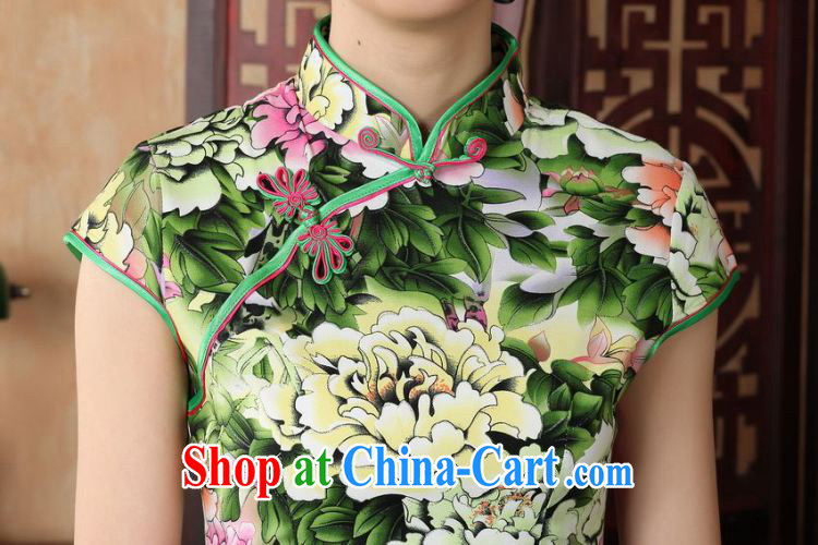 Floor is still building female new summer short-sleeve and collar antique Chinese improved hand-painted large, qipao Chinese women dress - A green 2 XL/40 pictures, price, brand platters! Elections are good character, the national distribution, so why buy now enjoy more preferential! Health