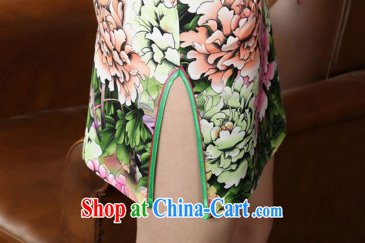Floor is still building female new summer short-sleeve and collar antique Chinese improved hand-painted large, qipao Chinese women dress - A green 2 XL/40 pictures, price, brand platters! Elections are good character, the national distribution, so why buy now enjoy more preferential! Health