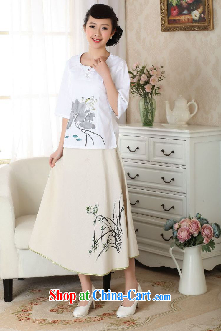 Floor is still building female new summer cotton Ms. Ma hand painted 7 with antique Chinese improved ethnic-bong, the Chinese girls T-shirt white 2XL pictures, price, brand platters! Elections are good character, the national distribution, so why buy now enjoy more preferential! Health