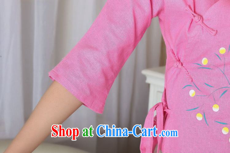 Floor is still building female new summer, short-sleeved V collar-tie Chinese improved cotton Ma hand-painted large, Chinese T-shirt girl deep pink XL pictures, price, brand platters! Elections are good character, the national distribution, so why buy now enjoy more preferential! Health