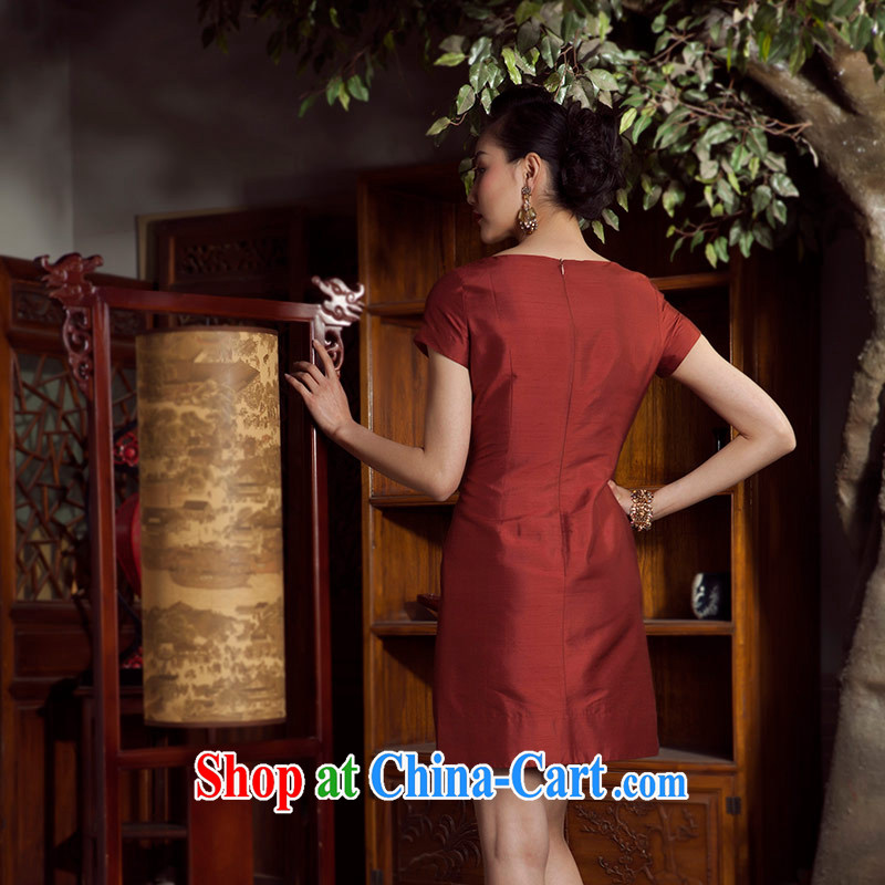 Huan Zhu Ge Ge 2014 spring and summer new round-collar Chinese high quality embroidered dresses, silk is Silk Cheongsam girls overnight red 5 XL, giggling, and shopping on the Internet