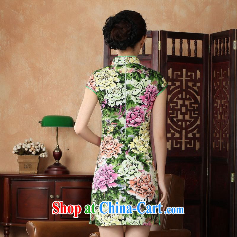Jing An outfit summer improved retro dresses, for a tight cotton hand-painted Chinese improved cheongsam dress short 0221 - A green 2 XL (recommendations 120 - 130 jack, an Jing, shopping on the Internet