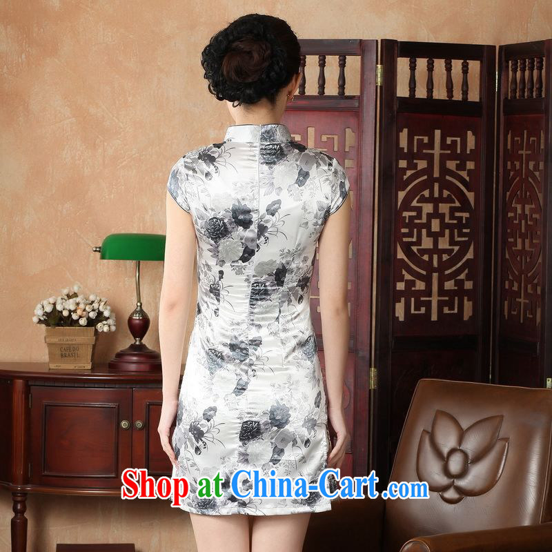 Miss Au contributed dresses summer improved retro dresses, for a tight silk hand-painted Chinese improved cheongsam dress short DQ J 1002 5139 gray 2 XL (recommendations 120 - 130 jack), an Jing, shopping on the Internet