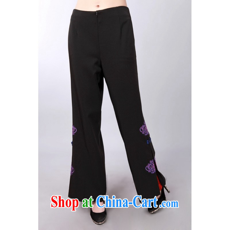 Property is property you replacing new Chinese improved embroidered Ethnic Wind, leisure Chinese children trousers trousers black 3 XL