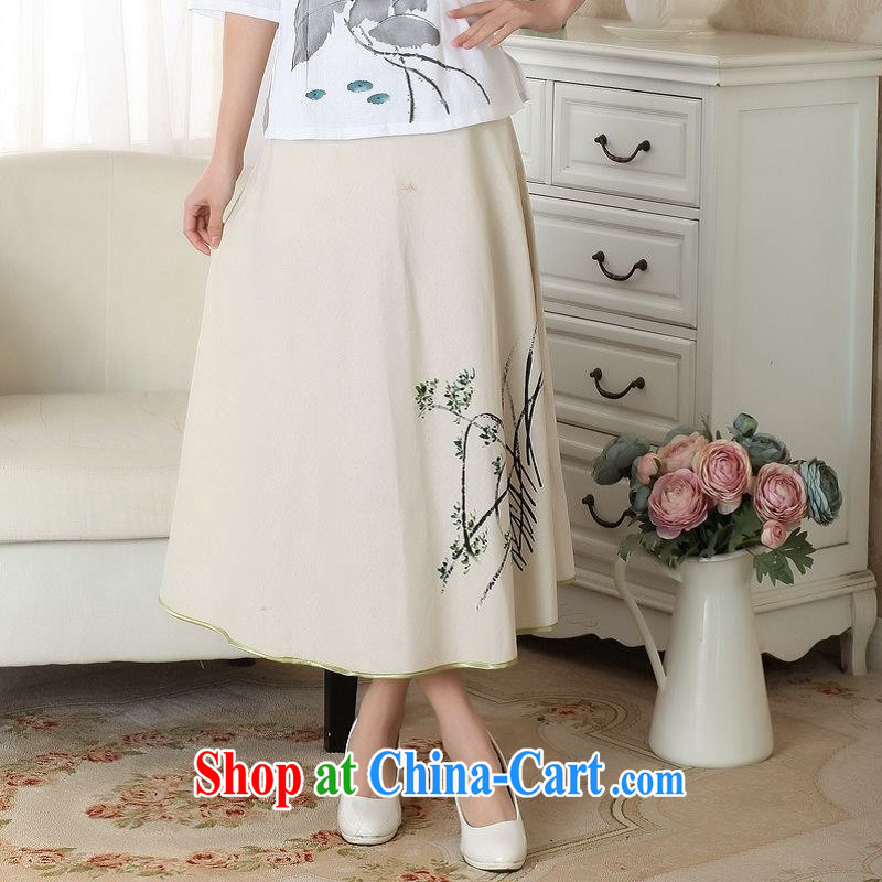 ground floor is still building female new, Ms. summer ground 100 ethnic wind cotton Ma hand-painted body skirt girls A field dress their children color pictures XL