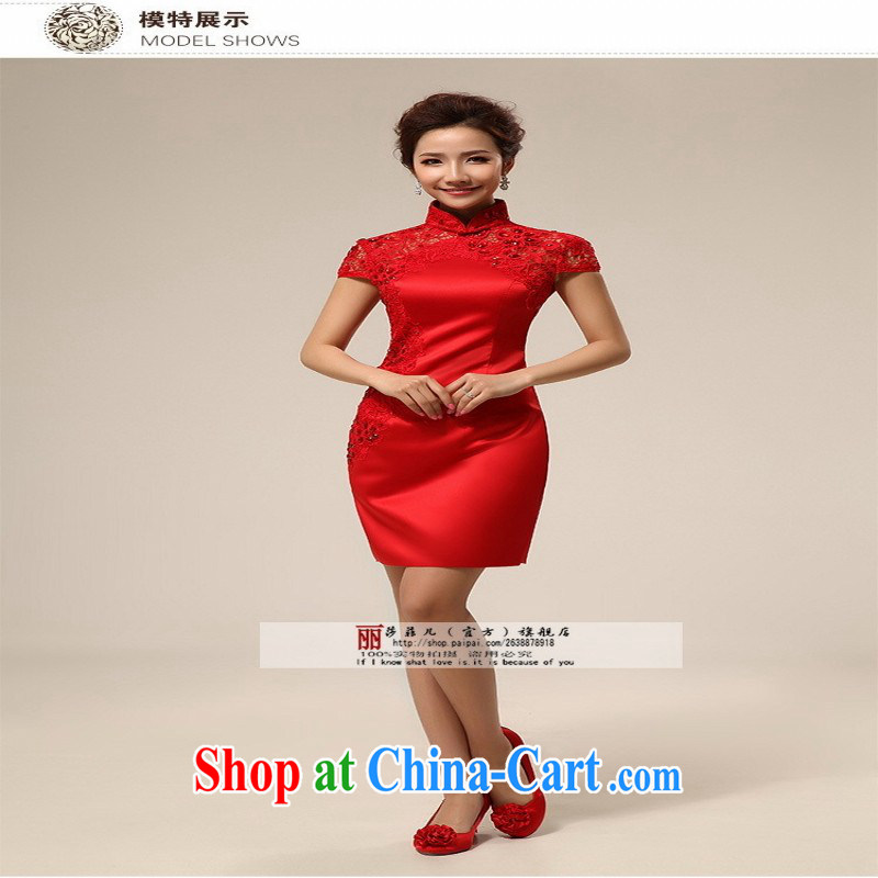 Red dresses wedding dresses wedding dresses bridal short bows stage dress dresses 62 red XL can return to love so Pang, and shopping on the Internet
