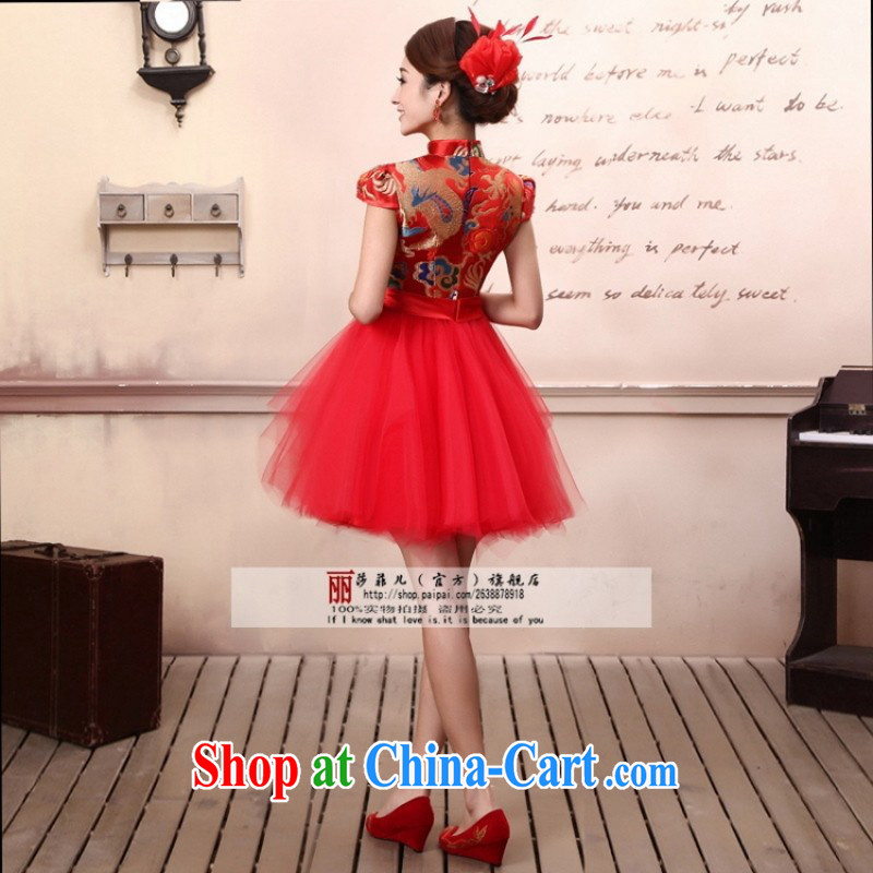 Improved cheongsam stylish summer short Chinese small dress bridal wedding dress toast the doors Q 5108 red customer service to size up to do not support return to love so Pang, and shopping on the Internet