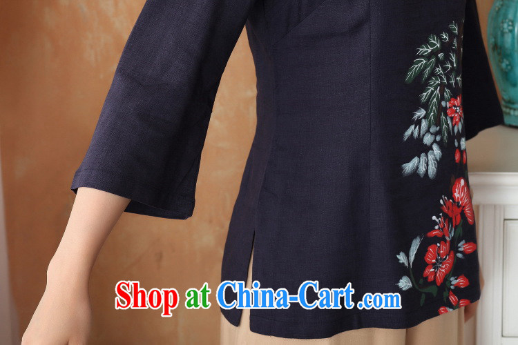 Floor is still building female new, Ms. summer, for the charge-back cotton the larger Chinese improved retro hand-painted cheongsam Chinese women dress - 1 blue 3 XL pictures, price, brand platters! Elections are good character, the national distribution, so why buy now enjoy more preferential! Health