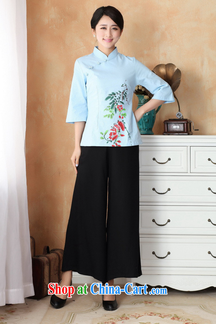 Shanghai, optimize purchase female Tang Women's clothes summer T-shirt, for a tight hand-painted cotton the Chinese Han-female improvement 2395 - 1 blue 3 XL recommendations 150 - 160 Jack pictures, price, brand platters! Elections are good character, the national distribution, so why buy now enjoy more preferential! Health