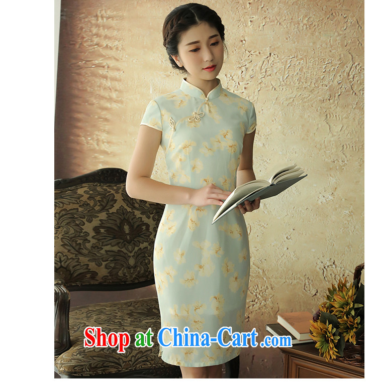 The proverbial hero once and for all -- Ewha improved, stamp duty for cheongsam dress retro summer China wind stylish short-sleeve dresses light yellow M pictures, price, brand platters! Elections are good character, the national distribution, so why buy now enjoy more preferential! Health