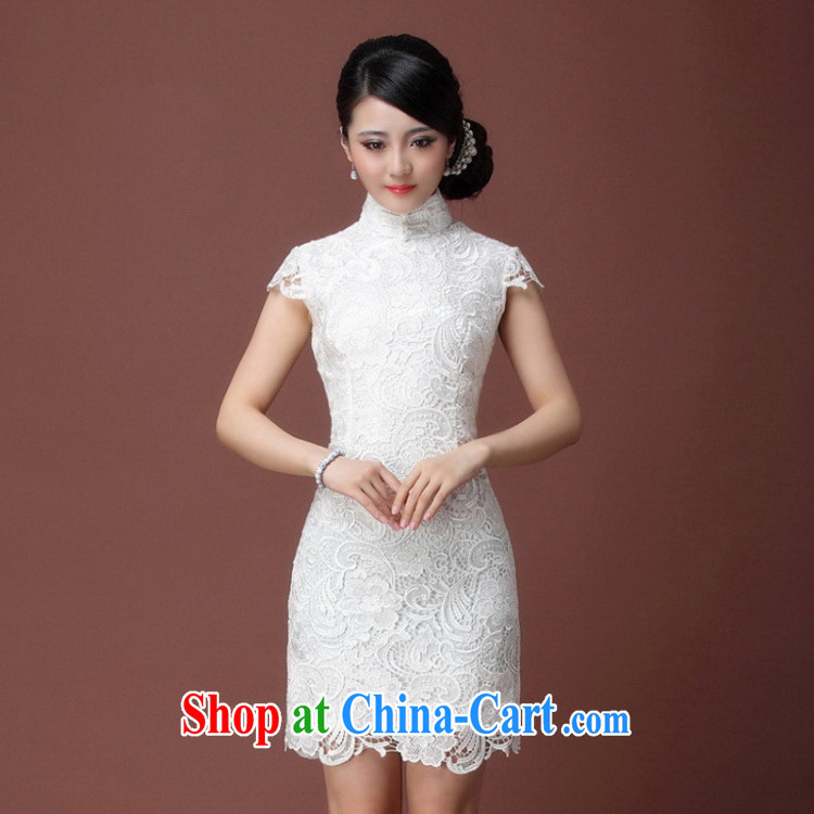 Elegant imported water-soluble lace cheongsam luxury and white only US qipao gown skirt Y 640 white S can return pictures, price, brand platters! Elections are good character, the national distribution, so why buy now enjoy more preferential! Health