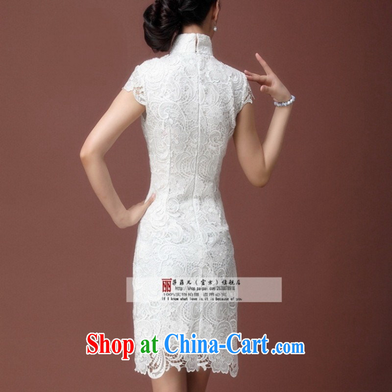 Elegant imported water-soluble lace cheongsam luxury to the white only the cheongsam dress dress Y 640 white S can return to love so Peng, shopping on the Internet