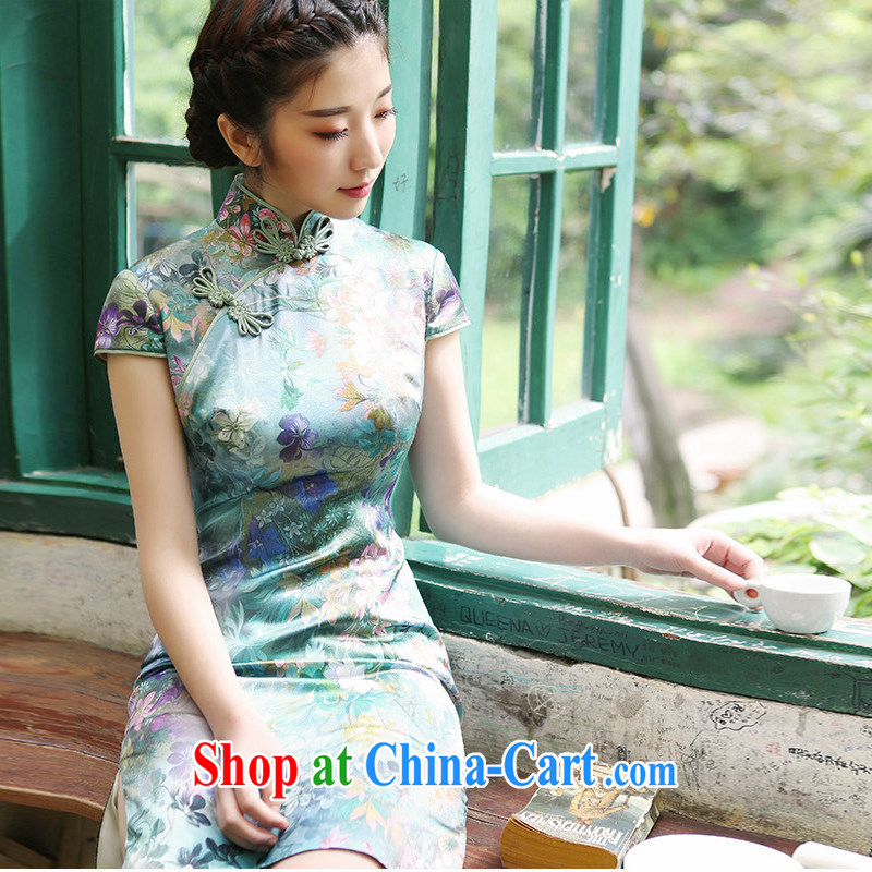 proverbial hero once and for all the years the silk cheongsam dress upscale retro summer skirt outfit improved daily fashion green 2 XL, fatally jealous once and for all, and, on-line shopping