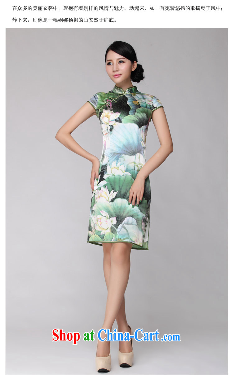 Silk Cheongsam improved summer Lotus stylish upmarket daily silk Tang Women's clothes ZS 003 green M (2 feet 1 lumbar) pictures, price, brand platters! Elections are good character, the national distribution, so why buy now enjoy more preferential! Health