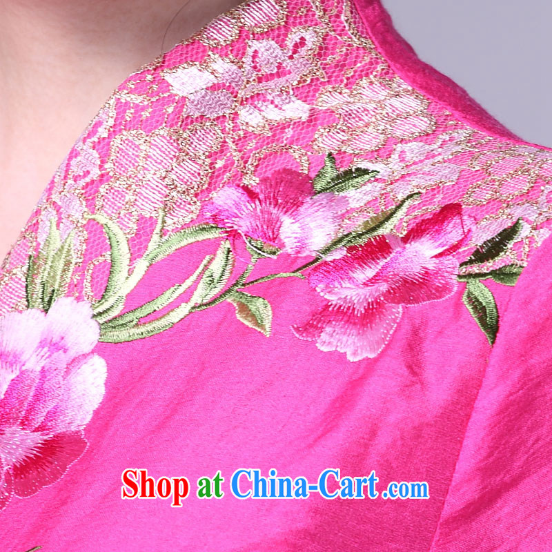 The CYD HO Kwun Tong' charm Peony embroidery Chinese, summer/Chinese improved short-sleeve T-shirt outfit/G 16,177 white L, Sau looked Tang, shopping on the Internet