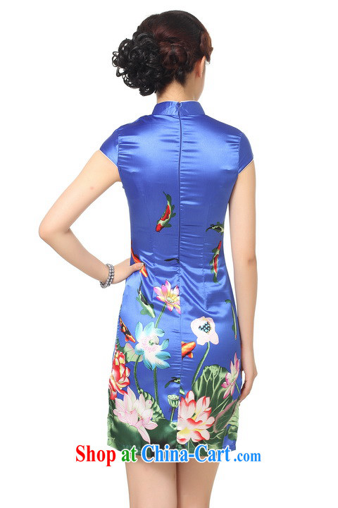 Jing An outfit summer improved retro dresses, for a tight silk Lotus Chinese improved cheongsam dress short D 0183 - A PO blue L (recommendations 110 - 115 jack) pictures, price, brand platters! Elections are good character, the national distribution, so why buy now enjoy more preferential! Health
