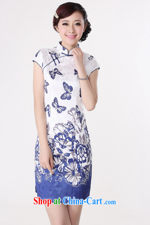 Jing An outfit summer improved retro dresses, for a tight cotton butterfly stamp Chinese improved cheongsam dress short 0220 white 2XL (recommendations 120 - 130 jack) pictures, price, brand platters! Elections are good character, the national distribution, so why buy now enjoy more preferential! Health