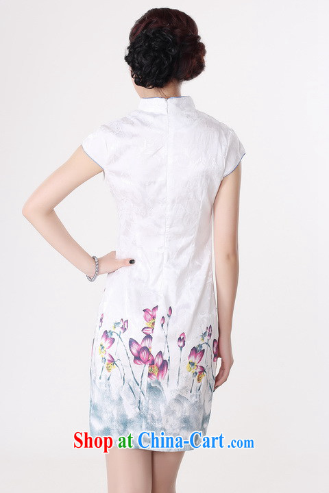 Jing An outfit summer improved retro dresses, for pure cotton Lotus Chinese improved cheongsam dress short 0218 white 2XL pictures, price, brand platters! Elections are good character, the national distribution, so why buy now enjoy more preferential! Health