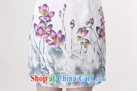 Jing An outfit summer improved retro dresses, for pure cotton Lotus Chinese improved cheongsam dress short 0218 white 2XL pictures, price, brand platters! Elections are good character, the national distribution, so why buy now enjoy more preferential! Health