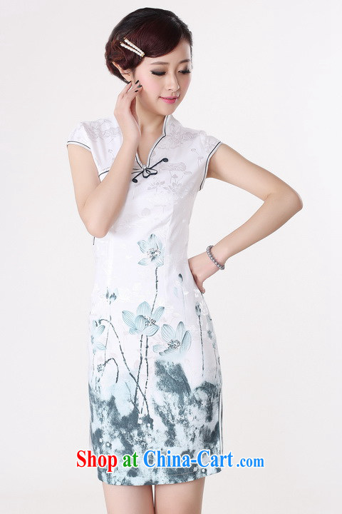 Jing An outfit summer improved retro dresses V collar cotton Lotus Chinese improved cheongsam dress short 0217 white S (recommendations 85 - 95 jack) pictures, price, brand platters! Elections are good character, the national distribution, so why buy now enjoy more preferential! Health
