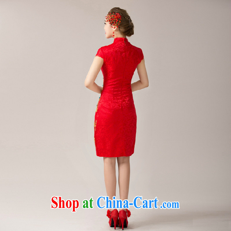 According to the 2015 by new, married women toast service bridal dresses cheongsam dress marriage red back to door service short cheongsam red M, Yong-yan good offices, shopping on the Internet