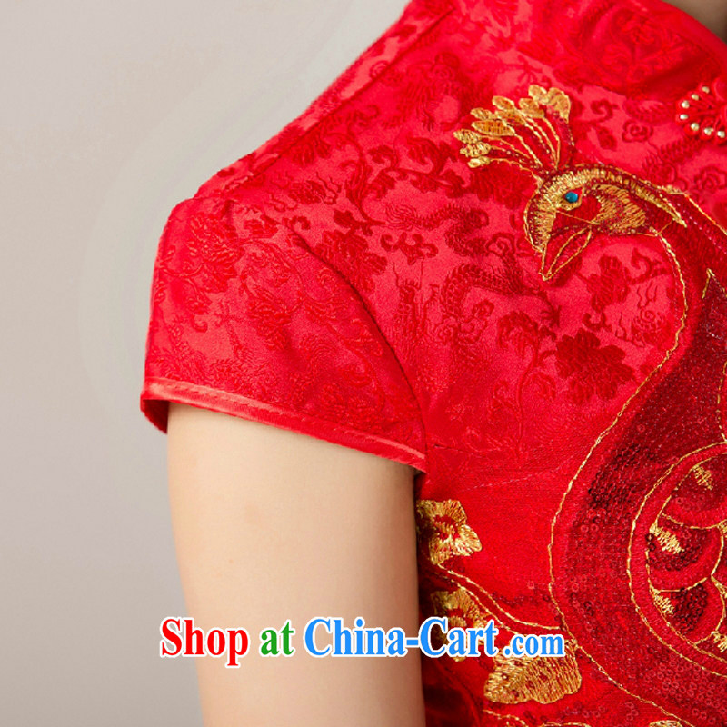According to the 2015 by new, married women toast service bridal dresses cheongsam dress marriage red back to door service short cheongsam red M, Yong-yan good offices, shopping on the Internet