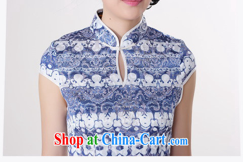 Jing An outfit summer improved retro dresses, for pure cotton stamp lace Chinese improved cheongsam dress short 0216 blue 2 XL (recommendations 120 - 130 jack) pictures, price, brand platters! Elections are good character, the national distribution, so why buy now enjoy more preferential! Health