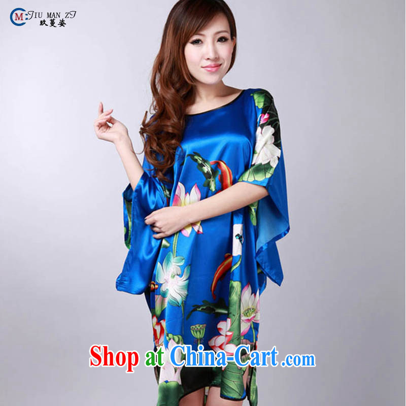 Ko Yo vines into colorful 2015 spring and summer new, robes and stylish and elegant damask-style collar, cuff double-a-robes S 0104 blue are code