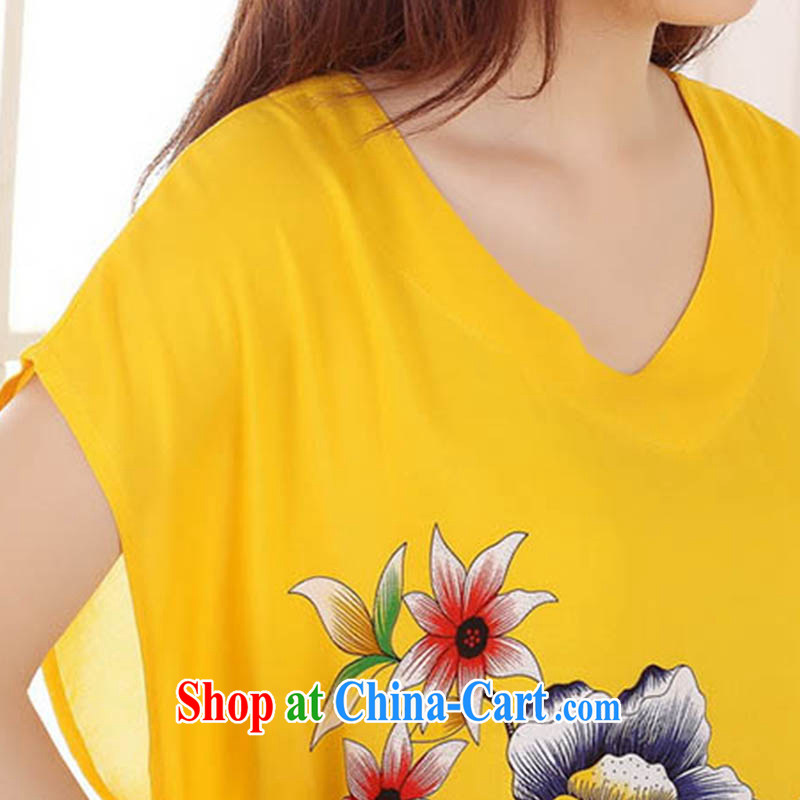 Capital city sprawl 2015 spring and summer new stylish cotton noble Phoenix round-collar short-sleeve style has been and comfortable sleeping skirt S 0114 yellow are code, capital city sprawl, shopping on the Internet
