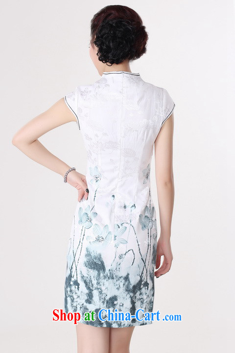 Shanghai, optimize purchase dresses summer improved retro dresses, for a tight cotton stamp Chinese improved cheongsam dress short white 2XL recommendations 120 - 130 Jack pictures, price, brand platters! Elections are good character, the national distribution, so why buy now enjoy more preferential! Health