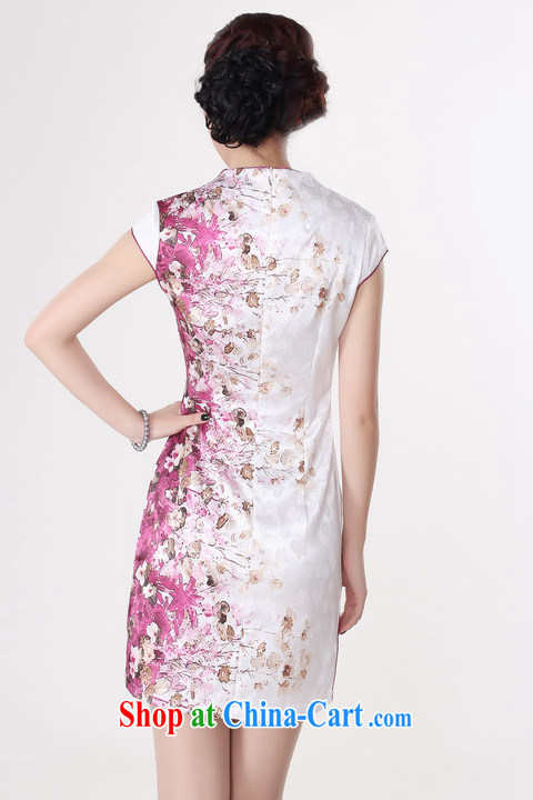 Shanghai, optimize purchase dresses summer improved retro dresses Crescent V collar cotton stamp Chinese improved cheongsam dress short - A White 2XL recommendations 120 - 130 Jack pictures, price, brand platters! Elections are good character, the national distribution, so why buy now enjoy more preferential! Health
