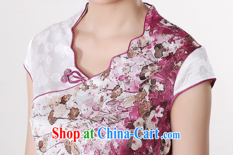 Shanghai, optimize purchase dresses summer improved retro dresses Crescent V collar cotton stamp Chinese improved cheongsam dress short - A White 2XL recommendations 120 - 130 Jack pictures, price, brand platters! Elections are good character, the national distribution, so why buy now enjoy more preferential! Health