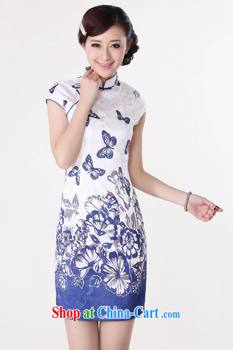Shanghai, optimize purchase dresses summer improved retro dresses, for a tight cotton stamp Chinese improved cheongsam dress short white 2XL recommendations 120 - 130 Jack pictures, price, brand platters! Elections are good character, the national distribution, so why buy now enjoy more preferential! Health
