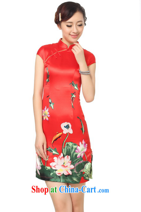Shanghai, optimize purchase dresses summer improved retro dresses, for a tight silk hand-painted Chinese improved cheongsam dress short white 2XL recommendations 115 - 125 pictures, price, brand platters! Elections are good character, the national distribution, so why buy now enjoy more preferential! Health