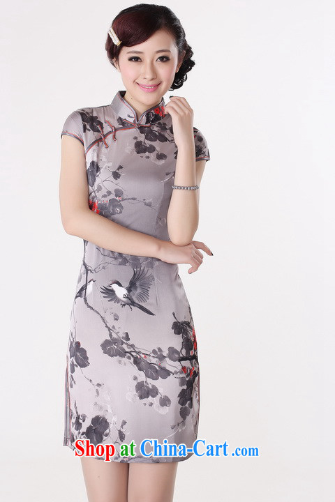 Shanghai, optimize purchase dresses summer improved retro dresses, for a tight silk hand-painted Chinese improved cheongsam dress short gray 2 XL recommendations 120 - 130 Jack pictures, price, brand platters! Elections are good character, the national distribution, so why buy now enjoy more preferential! Health