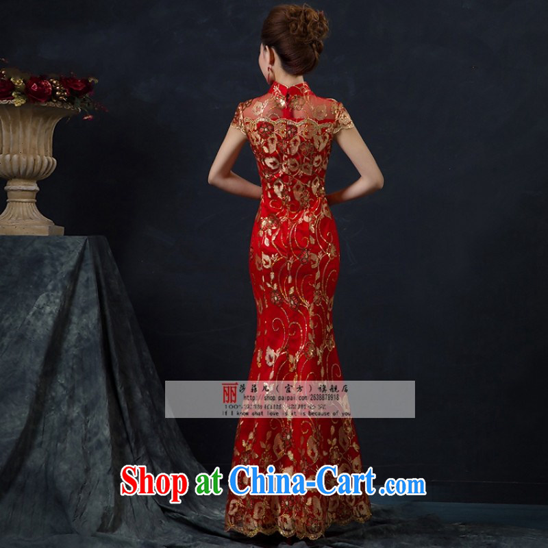 New bridal dresses red wedding toast clothing retro package shoulder-length, improved cheongsam dress, earrings red customer service to size the do not support returns, love so Pang, shopping on the Internet