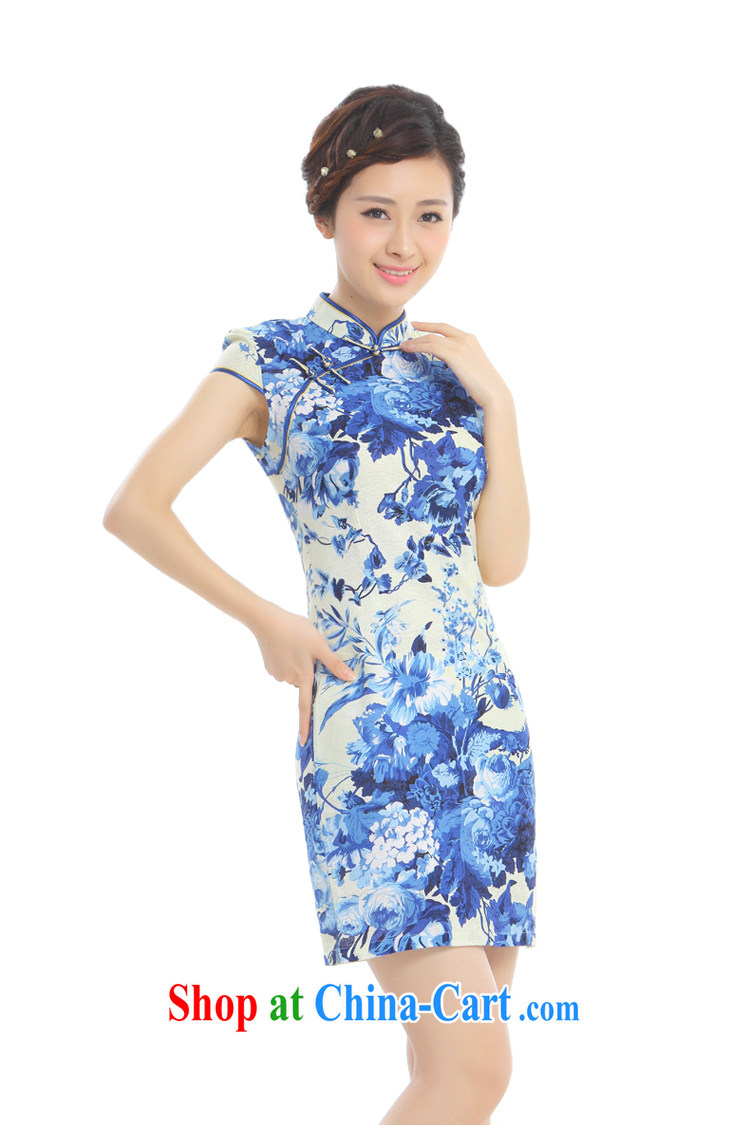 Slim li know prosperity blue summer 2015 new retro improved cheongsam dress China wind cotton the cheongsam dress Q 62,391 - 5 blue blue XXL pictures, price, brand platters! Elections are good character, the national distribution, so why buy now enjoy more preferential! Health