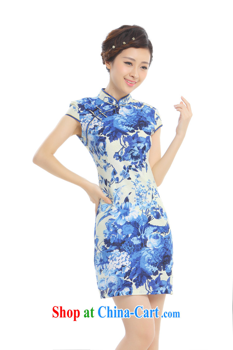 Slim li know prosperity blue summer 2015 new retro improved cheongsam dress China wind cotton the cheongsam dress Q 62,391 - 5 blue blue XXL pictures, price, brand platters! Elections are good character, the national distribution, so why buy now enjoy more preferential! Health