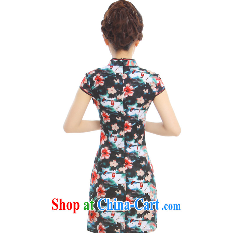 Slim li know Meng 2015 summer new cotton the comfortable daily short cheongsam dress retro improved Q 62,391 - 1 Meng flowers XXL, slim Li (Q . LIZHI), online shopping