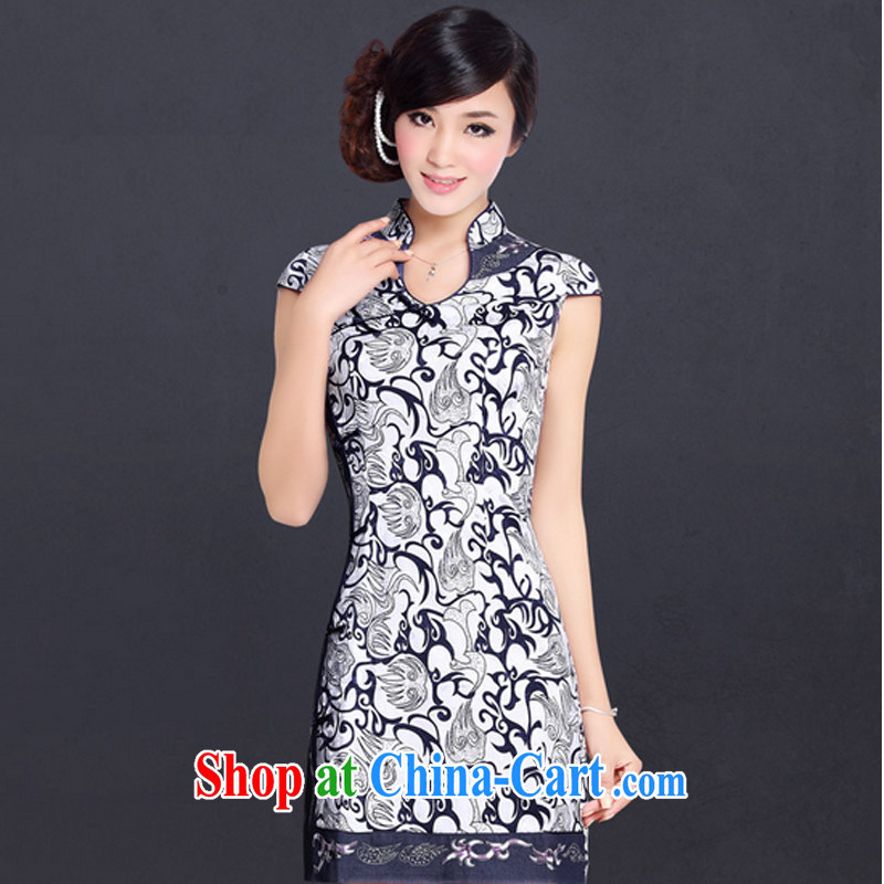 And, in accordance with modern improved Chinese antique dresses summer day dress embroidered sexy elegant qipao skirts LYE 1315 blue XL