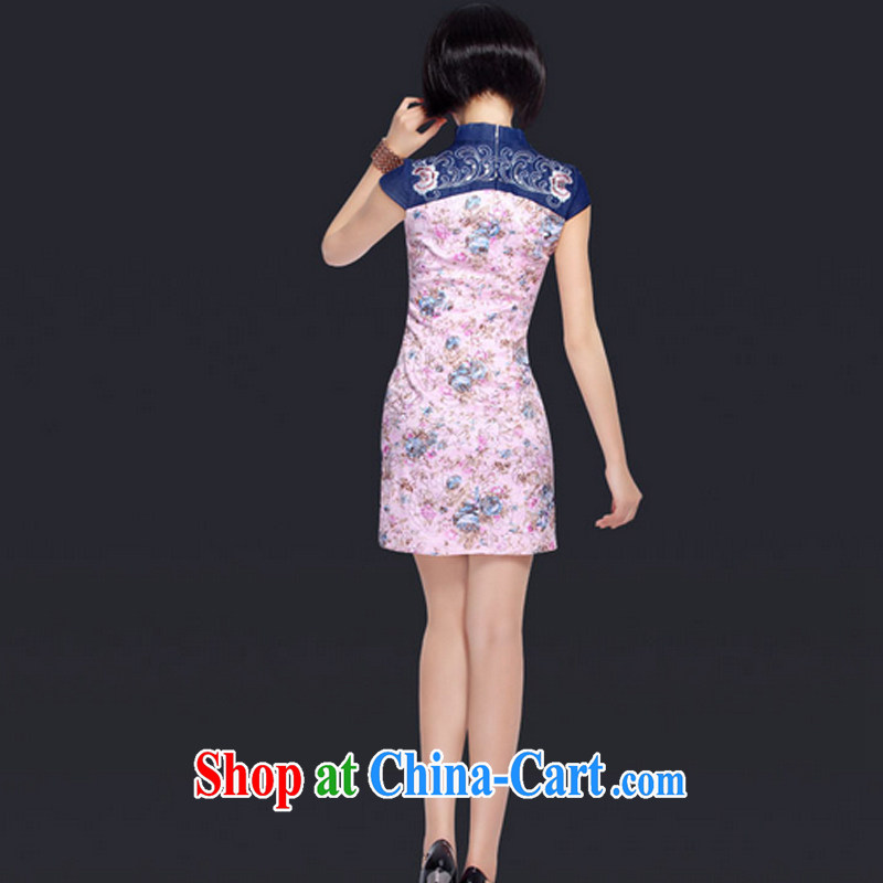 And, in accordance with stylish summer short-sleeved improved daily dresses stamp National wind Chinese Dress LYE 5098 pink L, in accordance with (leyier), shopping on the Internet