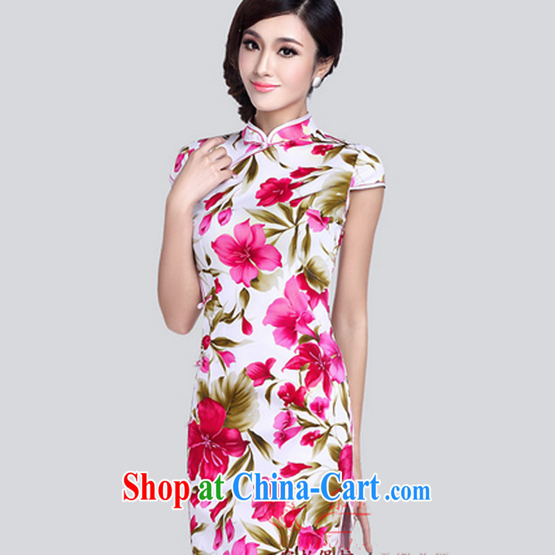 And, in accordance with the collar retro cheongsam dress elegant and refined dresses daily retro beauty graphics thin LYE 7013 white XXL, and, in accordance with (leyier), online shopping