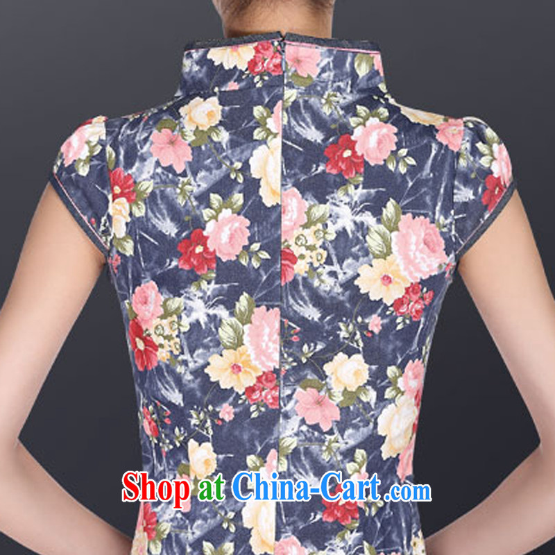 Music in summer short dresses stylish women cheongsam dress dress Chinese antique dresses LYE 1711 dark blue XXL, music, in accordance with (leyier), and, on-line shopping
