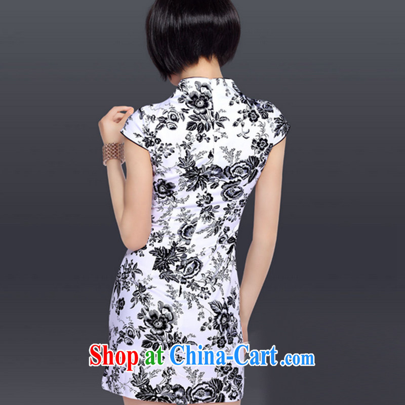 And, in accordance with daily stamp duty cultivating cheongsam dress improved stylish Chinese Antique white dresses female LYE 1201 white black flower XXL, in accordance with (leyier), shopping on the Internet