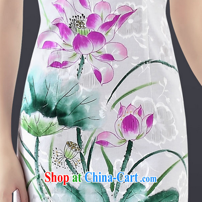 And, in accordance with the hand painted sexy cheongsam dress improved stylish Chinese Antique daily elegant qipao dress girls summer 1307 LYE XL white, in accordance with (leyier), shopping on the Internet