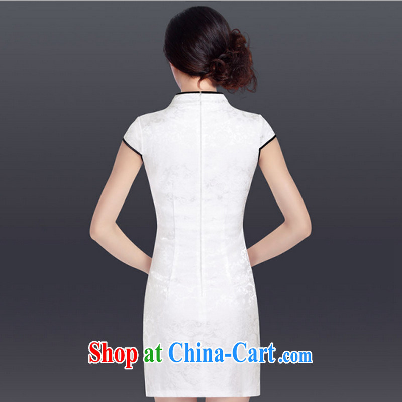 And, in accordance with Chinese Antique hand-painted short sleeve cheongsam dress improved stylish everyday dresses skirts female LYE 1701 white M, in accordance with (leyier), shopping on the Internet