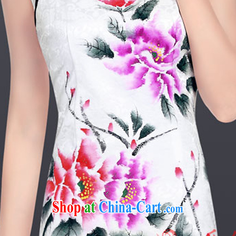 And, in accordance with the lead hand-painted low-power's cheongsam dress improved Stylish Girl cheongsam daily retro LYE 1703 white XXL, in accordance with (leyier), online shopping