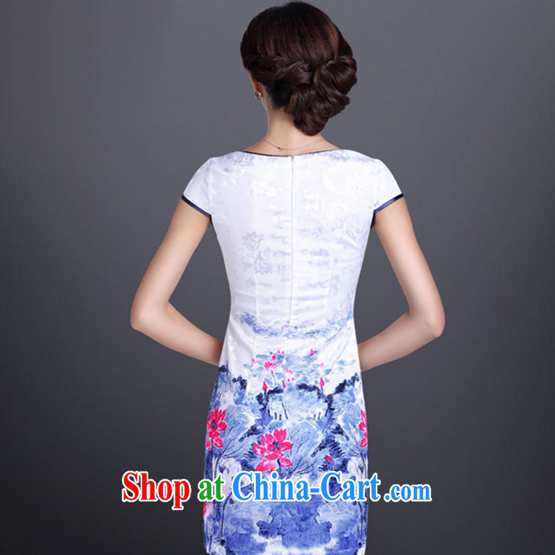 And, in accordance with a hand-painted cheongsam dress elegant sense of improved cheongsam short, cultivating graphics thin retro LYE 1367 white XXL, in accordance with (leyier), shopping on the Internet