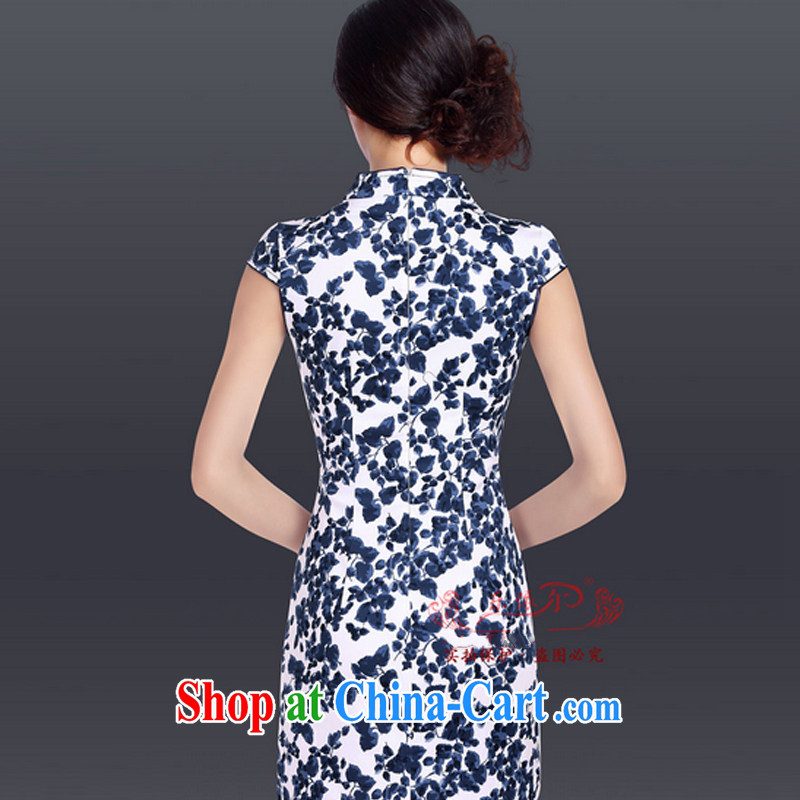 And, in accordance with improved stylish and elegant female cheongsam dress retro embroidered sexy beauty cheongsam dress LYE 1355 Blue on white flower XXL, in accordance with (leyier), online shopping